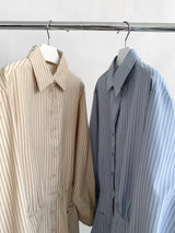 ストライプフレアシャツドレス
