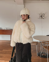 Light Boucle String Fur Jacket