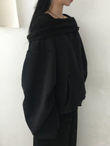 [Off-Shoulder Available] Robe Pintuck Big Hooded Sweatshirt (2c)