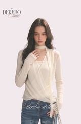 daisy scarf chiffon shirring blouse top