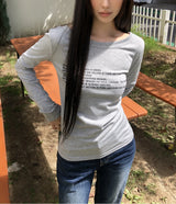 Mre Boat-Neck Lettering Long-Sleeve T-Shirt