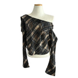 Leaf Trail Check Scarf Long Sleeve T-shirt