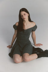Rose Flare Dress Charcoal