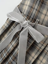 Halftone Pleated Check Skirt 232937697