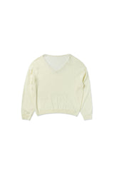 Button v-neck knit_ivory