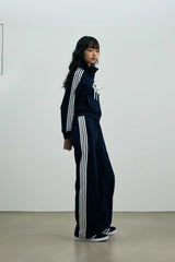 RIBBON JERSEY TRACK PANTS / NAVY