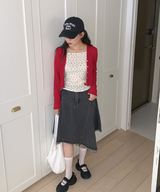 Nairo Unbalance Denim Surgery Midi Skirt