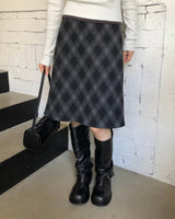 [ORIGINAL] Nouve Check Long Wool Skirt