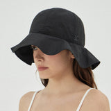 VA Curved Logo Round Frill Bucket Hat / Black