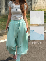 Deep Neck Halter Two Piece Layered Set (3c)