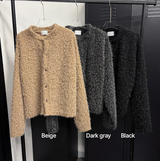 ヘアリークロップラウンドニットカーディガン(3color)