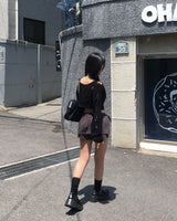 Eyelet low skirt pants