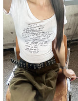 [S/S] レタリングUネックハーフTシャツ(4color)