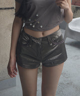 Beaded Pearl Shorts - Brown