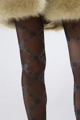 gray rose vine tights