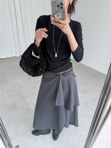 overlap button skirts (2color)
