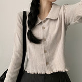 Ronnie Punching Collar Snap Punching Knit Cardigan