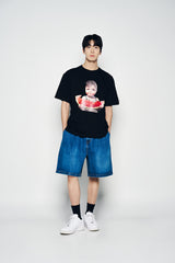 25SS WIDE BASIC DENIM SHORT PANTS BLUE