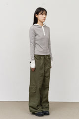 (W) Spell Striped Hooded Top