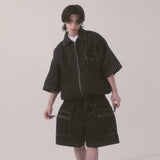 ストライプデニムショートパンツ_ブルー