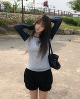 Ray Two-Tone See-Through Raglan Long Sleeve