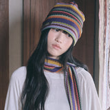 hippie stripe beanie purple