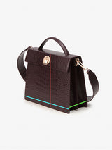 LAZEL CROC フラップトートレザーバッグ / Wani Burgundy