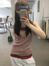 ソム ストライプ レース ノースリーブ (4color)