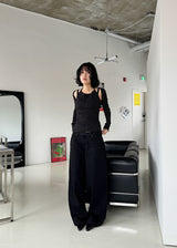 DEEP BLACK LOW WIDE PANTS