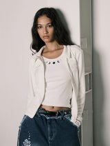 NY PATCH ZIP UP (IVORY)