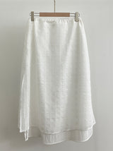 Digen Check Dot String Layered Long Skirt