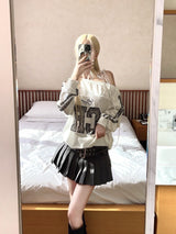 1385. CR one shoulder track line sweatshirt (2color)