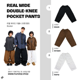 Real wide double-knee pocket pants