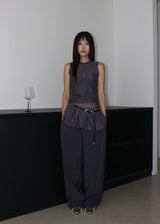 PEARL MESH SHIRRING TOP
