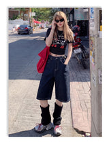 Heritage Retro Adjustable Waist Denim Bermudas