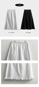 Pure Stripe Linen Banding Long Skirt