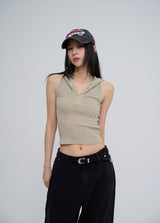 Julie Pig Ribbed Snap Hood Sleeveless