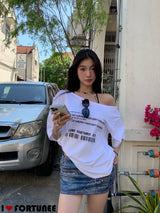 Barcode unbuttoned shoulder loose fit tee