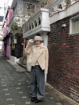バックフラップポケットウォッシュドワイドデニムパンツ (2color)