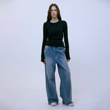 Distressed Wide Denim Pants