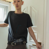 パッチワークポケットハーフTシャツ / ダスティブラック