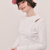 Line Cut Off Long Sleeves_White