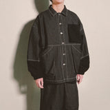 reverse Terry Pocket Denim Jacket_black