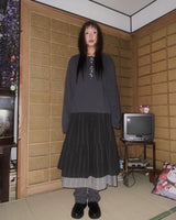(2color) Daisy Dot Cancan Layered Long Skirt