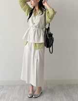 [Set-up Available] Catch Slit Banding Long Skirt