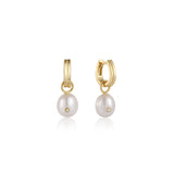 Freshwater Pearl Huggie 925 Silver Hoop Earring E043-04G