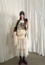 BEADS ANGORA BEANIE (WHITE, GRAY 2COLORS!)