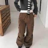Zon pintuck wide cargo cotton pants