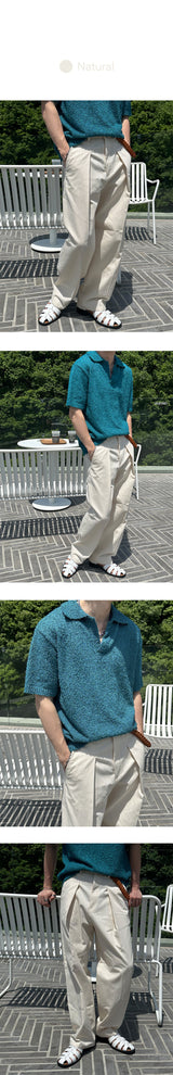 [S/S] リネンタックハーフバンディングパンツ