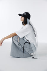 DAMAGED LONG DENIM SKIRT (GRAY)